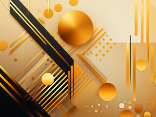 A dazzling illustration featuring geometric forms on gold. AI Generation.