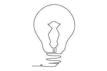 light bulb isolated on white. Light bulb one line outline vector art illustration
