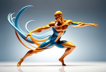 Obraz premium Stylized Athletic Figure in a Dynamic Flowing Pose