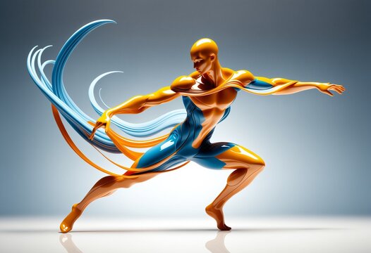 Stylized Athletic Figure in a Dynamic Flowing Pose