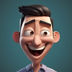 Cartoon man with shocked facial expression, 3d render illustration.