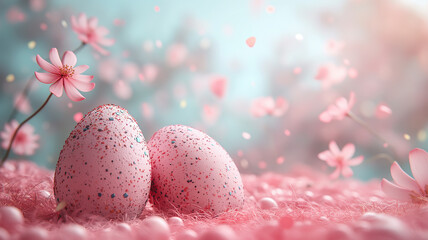 pink easter eggs with flowers