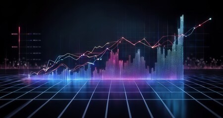  Digital growth and success, illustrated with futuristic charts and graphs