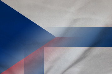 Czech Republic and Finland political flag transborder relations FIN CZE - obrazy, fototapety, plakaty