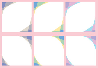 正方形のパステルカラーの幾何学フレームセット