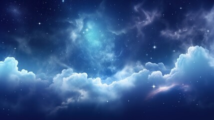 Naklejka na ściany i meble outer space night sky with clouds and stars abstract background, beautiful Night Sky Image