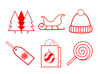 chrismast icon set simple vector illustration
