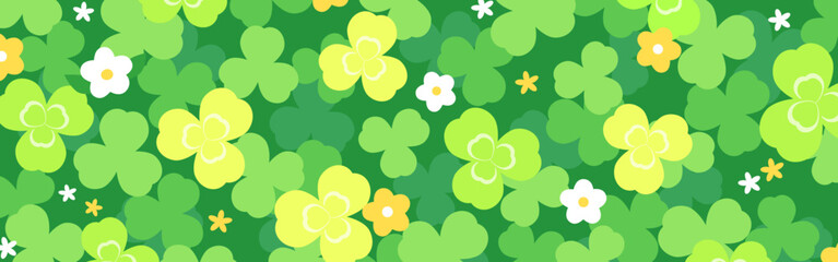 背景イラスト_クローバーと花