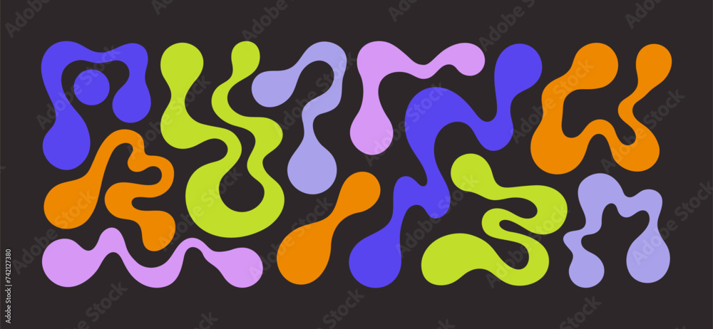 Sticker blob organic shapes set. abstract irregular liquid elements. vector acid splash in trendy minimalist