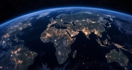 Fototapeta na wymiar Glowing Earth from space, a view of our home planet at night