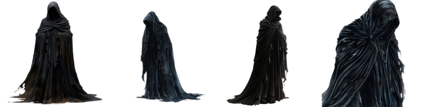 Enigmatic Cloaked Figures in Shadows