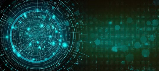 Obraz premium Futuristic background with 3d paper circle and circuit board, hi tech digital concept.