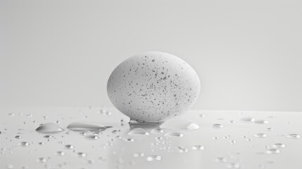 1 egg, white background, close view, bright, beautiful, with water drops