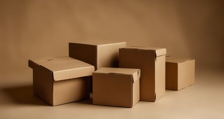  A collection of cardboard boxes, ready for packing or delivery