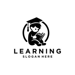 children read book logo designs. Vector logo template