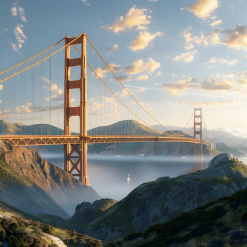 Construct a lifelike picture of a majestic bridge visualized from an architects viewpointv60 Generative AI