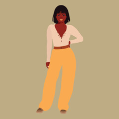Modern fashionable black woman in elegant art style vector	
