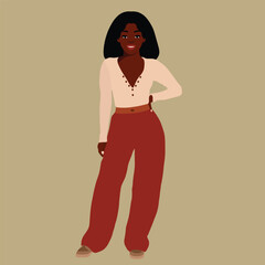 Modern fashionable black woman in elegant art style vector