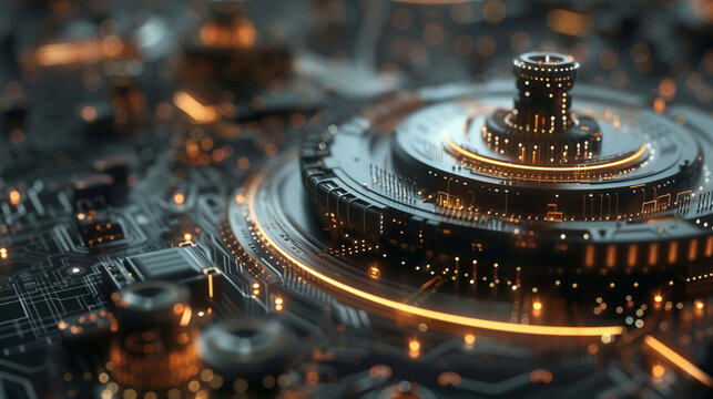 Dream up a 3D animation concept featuring a swarm of microchips forming into various technologically innovative objects The design elements should be unique layered and rich in detail hinting at