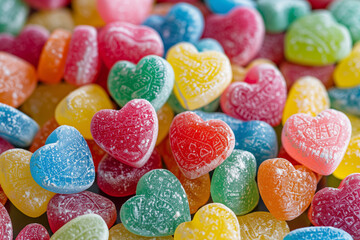 Fototapeta na wymiar Colourful heart candy background wallpaper for love gift