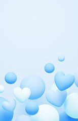 3D背景素材_ハート_水色