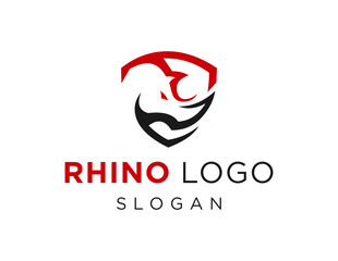 The logo design is about Rhino and was created using the Corel Draw 2018 application with a white background.