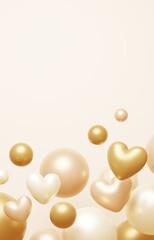 3D背景素材_ハート_ゴールド