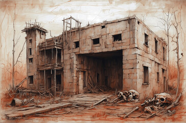 Fototapeta premium Lost Place-Castle Ruins on Military Grounds