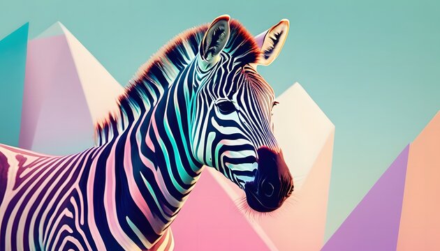 Picture of a zebra in pastel tones Pastel polygon background