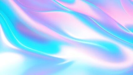 Obraz premium Holographic background texture design of neon iridescent wrinkled blue foil surface. 80s or 90s neon colors in wrinkled gradient foil pastel background