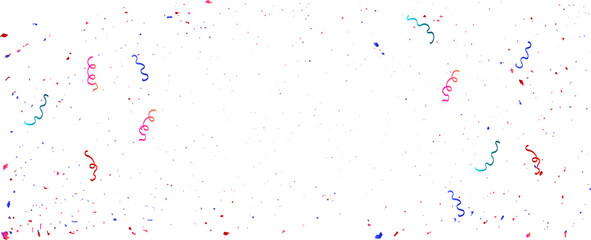 Colorful ribbons and confetti Can be separated from a transparent background. Festive design. Border of colorful bright confetti Party decoration frame for birthday, anniversary, celebration