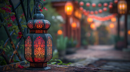 Islamic lantern in the night - Ramadan Kareem