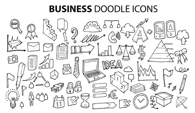 Business doodle icons. Vector illustration