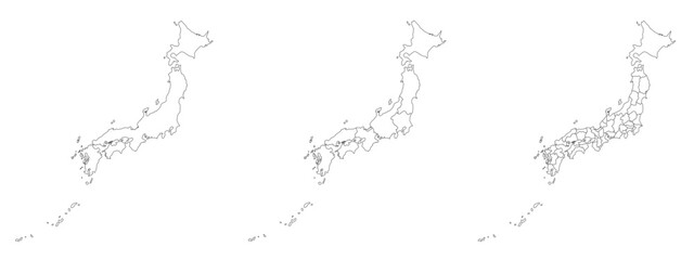Japan map. Map of Japan in white set