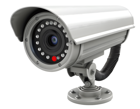 Security camera, white background, e-commerce page product map soft lighting