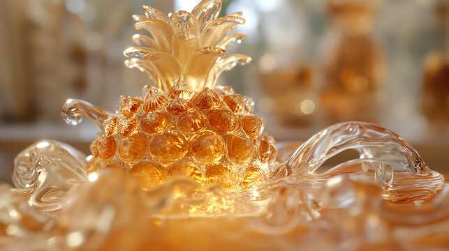An artistic representation of a pineapple made entirely of glass