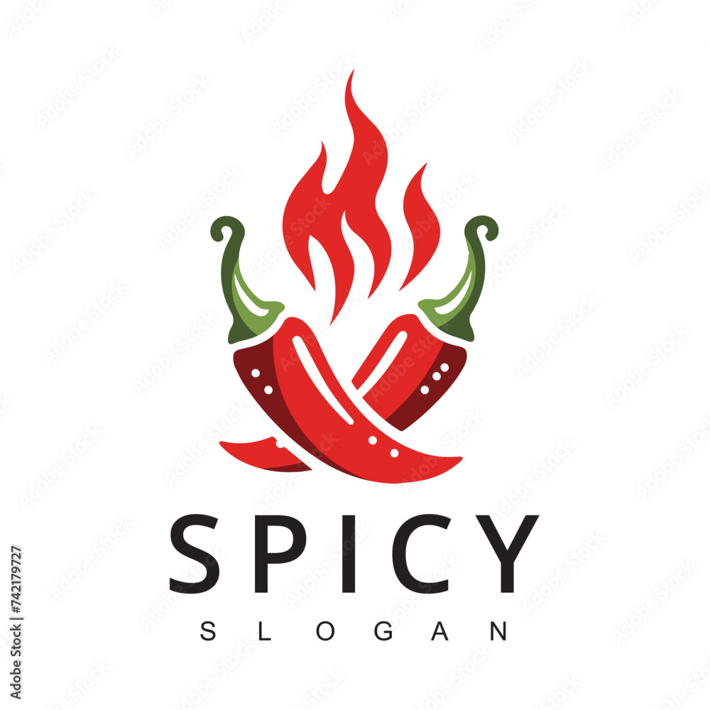 Wall mural hot chili logo, spicy pepper logo designs template