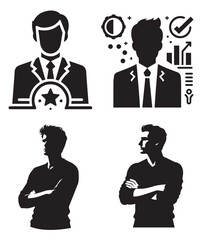 business, working, creative unique man icons, silhouette