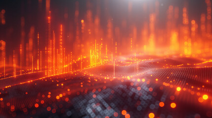 Data graph chart 3d render light dots background banner finance wallpaper, Ai generated image, burning fire in the fireplace