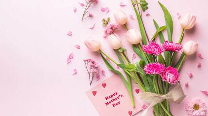 bouquet of tulips, Happy Mother's Day, flowers, celebration