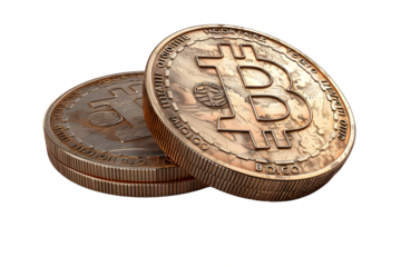 bitcoin coin, Isolate, placed on a white background