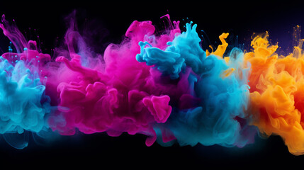 Freeze motion of colored powder explosions isolated on white background  - obrazy, fototapety, plakaty