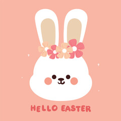 hand drawing cartoon bunny for easter card, wallpaper, background. cute easter card