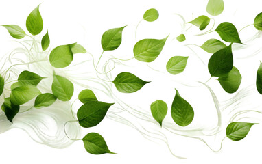 Leaves in Motion on Transparent Background.