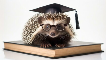 A porcupine dressed as a graduate.
