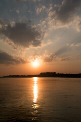 Sunset and water surface,Sunset and riverside