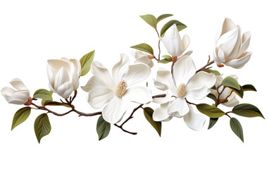 Magnificent Magnolia Blossom on Transparent Background.