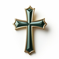 Elegant Emerald Green and Gold Cross Pendant

