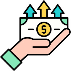 Sponsorship Icon. Charitable Money Donate Pictogram Graphic Illustration. Isolated Simple Filled Line Icon For Infographic, App and Web Button.