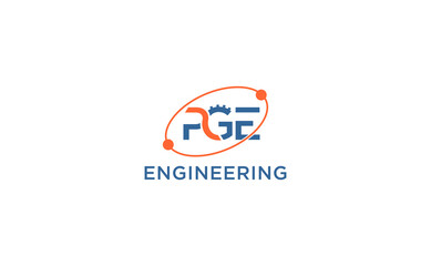 Gear and wrench mechanic logo. Letter PGE logo design